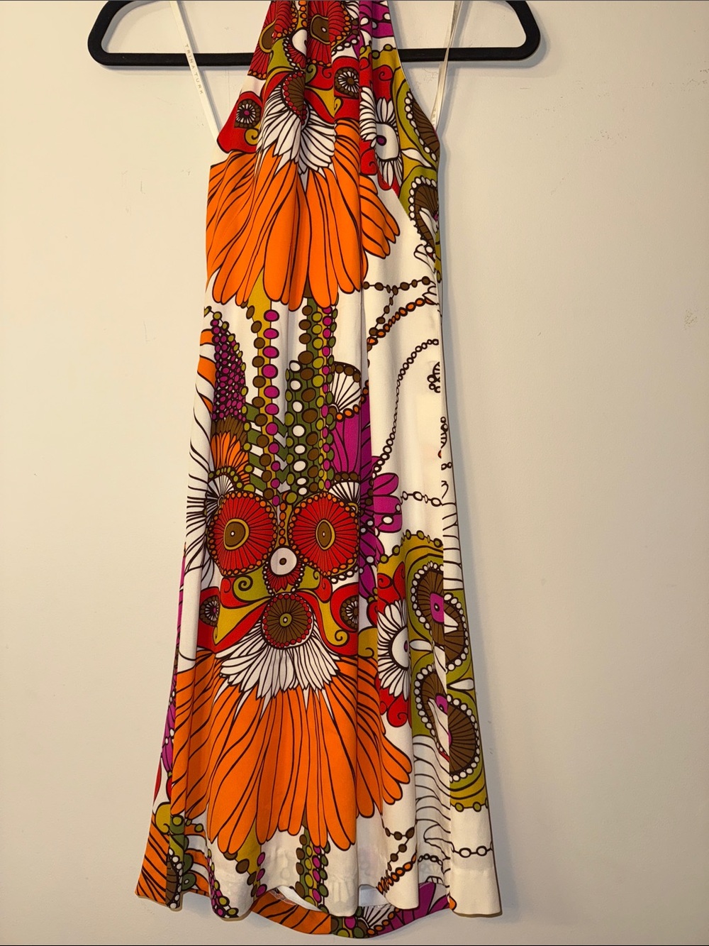 Trina Turk Vibrant Floral Halter Dress in Orange, Pink & Green - Picture 5 of 7